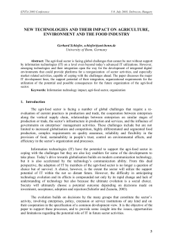 new technologies and their impact on agriculture, environment and