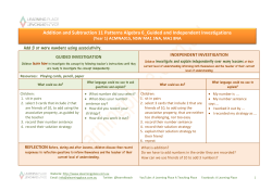 Addition and Subtraction 11 Patterns Algebra