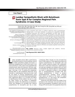 Lumbar Sympathetic Block with Botulinum Toxin Type B for Complex