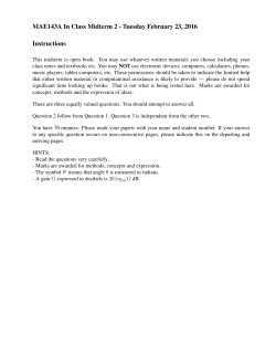 MAE143A In Class Midterm 2 - Tuesday February 23, 2016