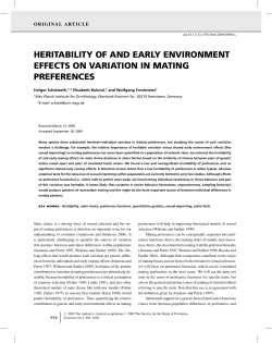 heritability of and early environment effects on variation in mating
