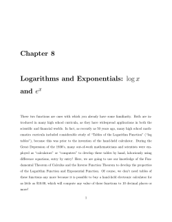 Chapter 8 Logarithms and Exponentials: logx and e