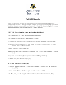 Fall 2016 Booklist - Augustine Institute