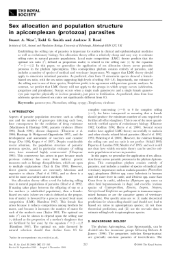 Sex allocation and population structure in apicomplexan (protozoa