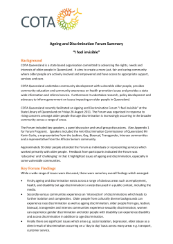 Summary of Ageing and Discrimination Seniors Week Forum