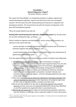 Roundtable 1 General Rapporteur`s Report1 Mr Easton Williams