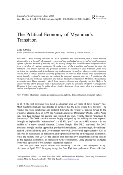 The Political Economy of Myanmar`s Transition