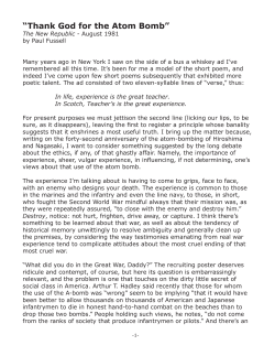 Thank God for the Atom Bomb