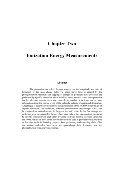 Chapter Two Ionization Energy Measurements