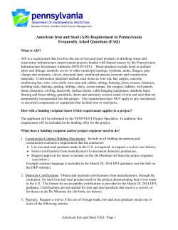 American Iron and Steel (AIS) Requirement in Pennsylvania