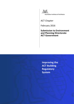 Improving the ACT Building Regulatory System