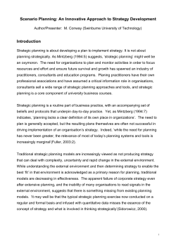Scenario Planning: An Innovative Approach to Strategy