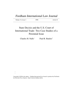 Stare Decisis and the US Court of International