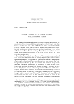 christ and the shape of philosophy: a rejoinder to moser