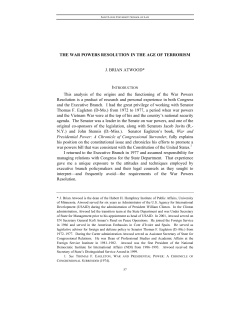 THE WAR POWERS RESOLUTION IN THE AGE OF TERRORISM J