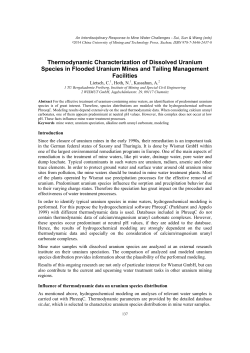 Thermodynamic Characterization of Dissolved Uranium Species in
