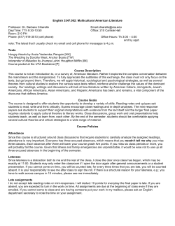 Dr. Barbara Chiarello Email: Day/Time: TTh 9:30