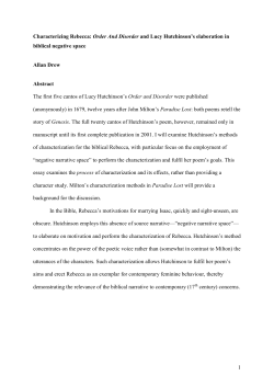 1 Characterizing Rebecca: Order And Disorder and Lucy