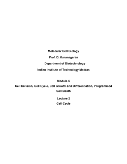 Molecular Cell Biology Prof. D. Karunagaran Department of