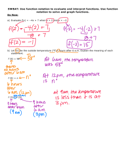 SWBAT: Use function notation to evaluate and interpret functions