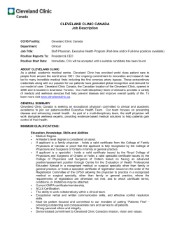 CLEVELAND CLINIC CANADA Job Description