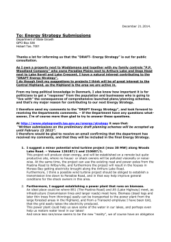 Energy Strategy Submissions - Department of State Growth