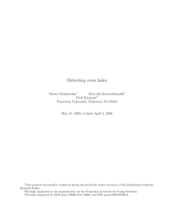 Detecting even holes - Princeton Math
