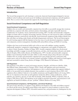 Second Step Program Review of Research Early Learning