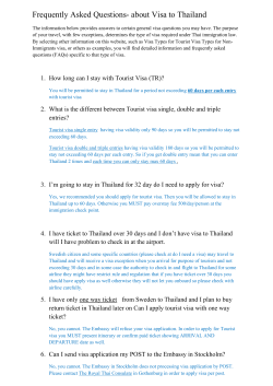 Frequently Asked Questions- about Visa to Thailand