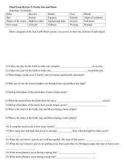Final Exam Review 5: Earth, Sun and Moon Important Vocabulary