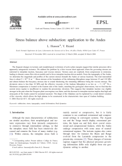 Stress balance above subduction: application to the Andes