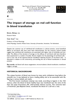 4 The impact of storage on red cell function in blood transfusion