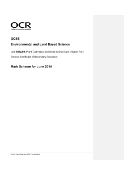 Mark scheme B682/02 Plant Cultivation and Small Animal Care