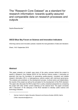 The &ldquo;Research Core Dataset&rdquo; as a standard for research information