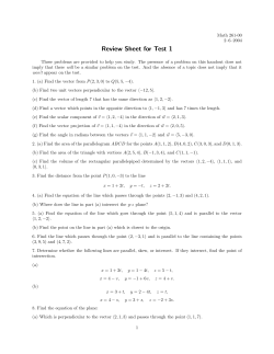 Review Sheet for Test 1