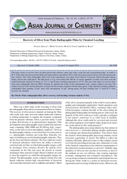 Recovery of Silver from Waste Radiographic Films