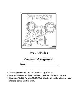 Pre-Calculus Summer Assignment