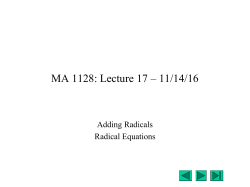 MA 128: Lecture &ndash; //02