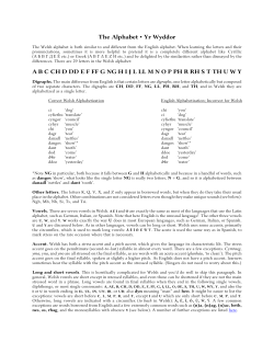 The Alphabet &bull; Yr Wyddor A B C CH D DD E F FF G NG H I J L LL