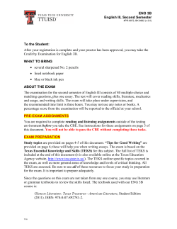 ENG 3B English III, Second Semester To the Student: After your