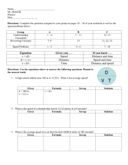 Equation Gives you . . . If you know . . . v = d/t Speed Distance and