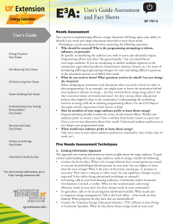 E3A: User`s Guide Assessment and Fact Sheets (SP 757-A)
