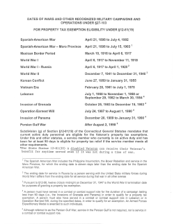 dates of wars - Town of Bridgewater CT
