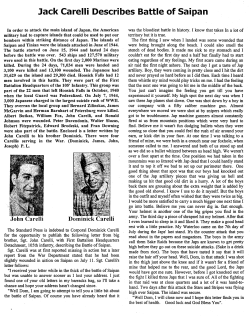 Jack Carelli Describes Battle of Saipan