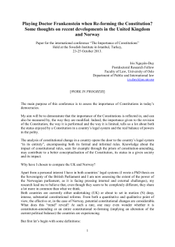 Playing Doctor Frankenstein when Re-forming the Constitution