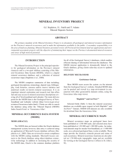 MINERAL INVENTORY PROJECT - Department of Natural Resources
