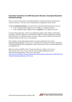 Homeschooling evaluation questions Oct 2015