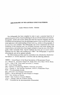 Bibliography of Neo-Assyrian (Post