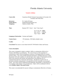 German Conversation Syllabus - Florida Atlantic University