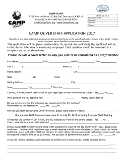 CAMP OLIVER STAFF APPLICATION